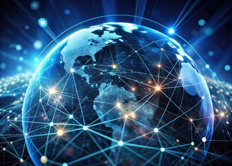 Global IT Network Technology Concept Showcasing Data Analysis and Connection in Cyberspace Environment
