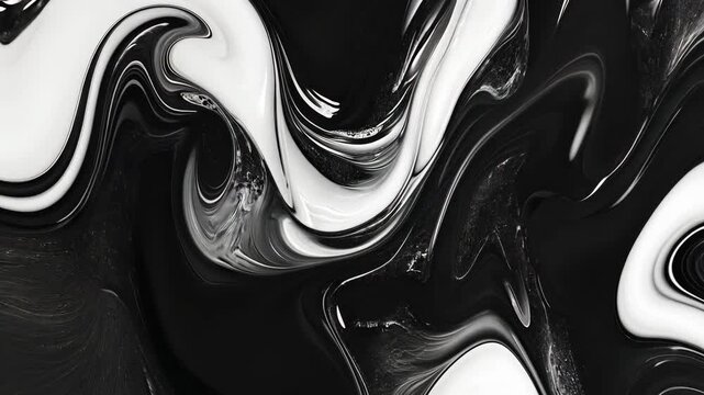 This is a black and white abstract marble pattern