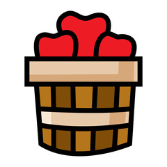 Wicker basket with fruits on white background