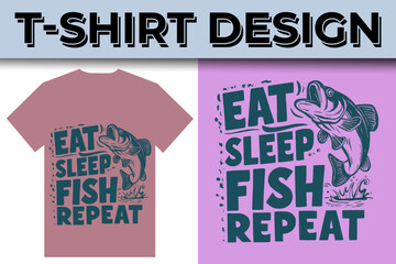 Fishing creative t-shirt emblem typography illustration design  template 