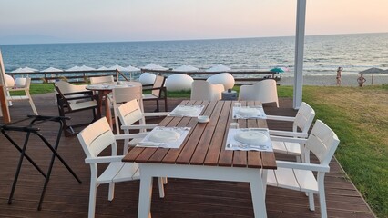 kanali beach in sunset colors , preveza perfecture greece