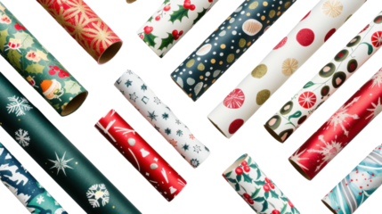 Holiday table runners in festive patterns on white background