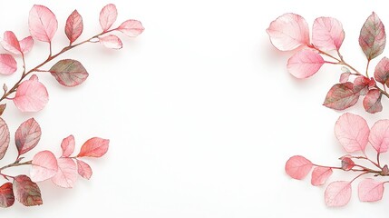 Watercolor illustration of lush green leaves and delicate branches, elegantly arranged on a pristine white backdrop, perfect for enhancing various design projects.