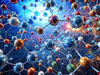 Intricate Illustration of Matter Representing Atoms, Molecules, and Their Interactions in Science