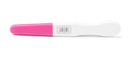 One plastic pregnancy test isolated on white