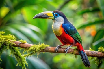 Obraz premium Magnificent national bird of the Dominican Republic perched on a branch in lush tropical surroundings