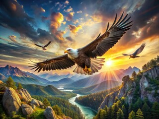 Obraz premium Majestic Largest Birds in the World Soaring in the Sky Over Stunning Natural Landscapes