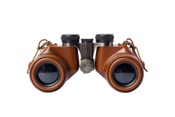 A pair of binoculars placed on a clean white surface, with no other objects or distractions in the frame