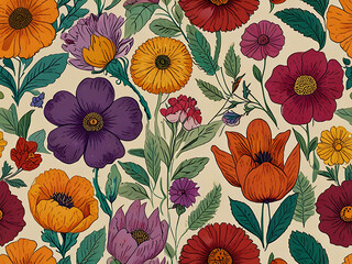 Beautiful Vintage Florals and Botanicals Grid Design