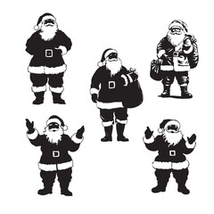 set of santaclaus vector silhouette