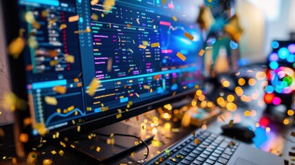 Data Visualization with Colorful Display and Confetti Effects