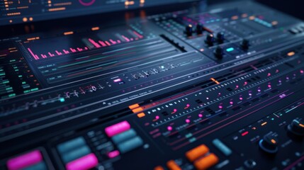 Obraz premium Futuristic Music Production Interface with Bright Colors