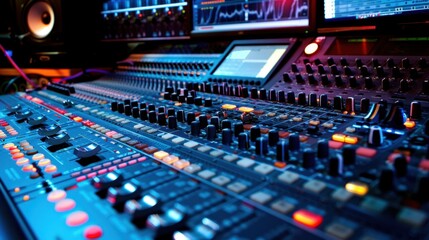 Professional Audio Mixing Console in Action