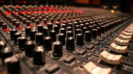 Obraz premium Close-up of Professional Audio Mixing Console