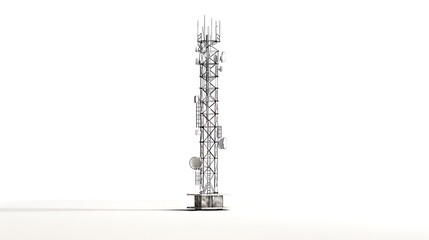 Mobile phone communication antenna tower isolated on white background