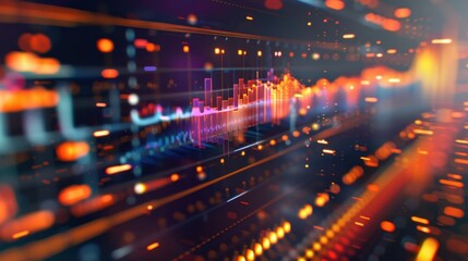 Obraz premium Colorful Digital Data Visualization with Bright Lines