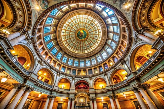 Ornate Dome Interior of the State Capitol Building in Springfield, Illinois Showcasing Architectural Beauty