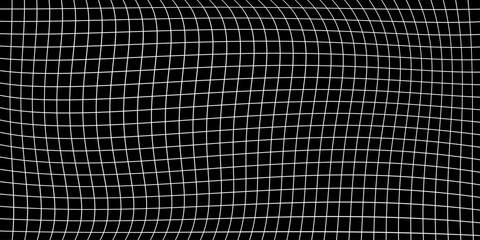 Wavy grid pattern background on white background. Black white grid background. Thin line pattern background