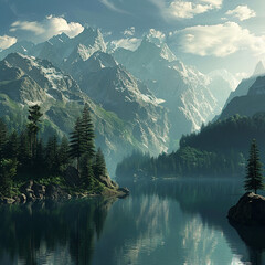 Naklejka premium lake in the mountains