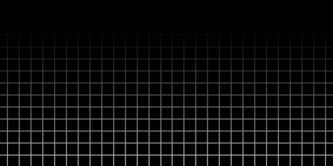 Grid pattern background on black background. Black white grid background. Thin line pattern background