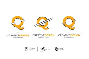 vector Q Letter minimalist creative business company Logo Design Free Icon 