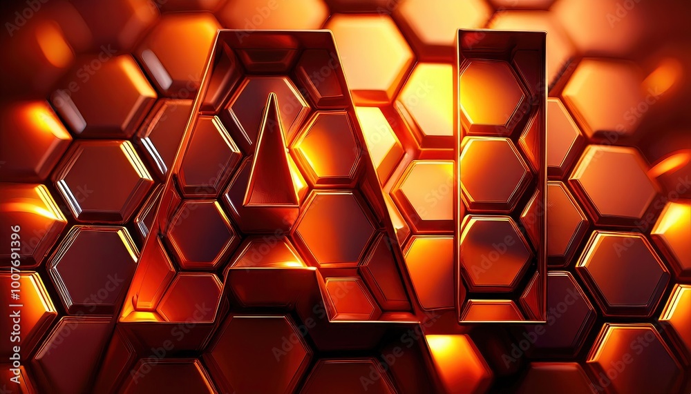 Poster artificial intelligence hexagonal pattern design