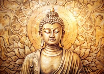 Serene Buddha Sketch: Intricate Line Art Representing Peace, Meditation and Spiritual Enlightenment