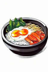 the AI Image Generator, ramen soup with eggs and meat