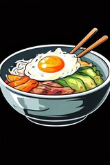 the AI Image Generator, ramen soup with eggs and meat