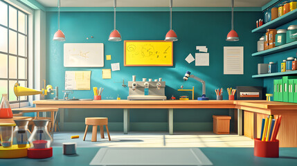 3D cartoon Science Lab background