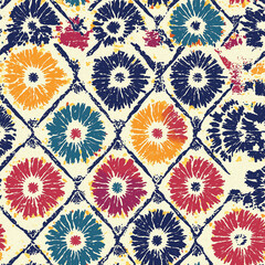 A heritage-inspired Bandhani seamless pattern showcasing traditional tie-dye techniques with geometric precision