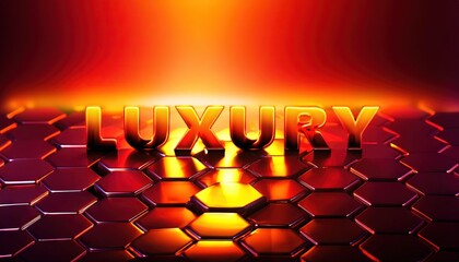 Obraz premium Luxury Gold Text on Glowing Hexagonal Background