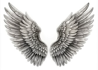 Fototapeta premium Simple and Easy Drawing of Bird Wings for Beginners in Illustrative Black and White Style