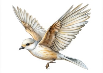 Obraz premium Simple Hand-Drawn Illustration of a Bird in Flight on Clean White Background for Creative Projects