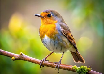 Small Brown and Yellow Bird Perched on a Branch in Natural Habitat with Soft Focus Background