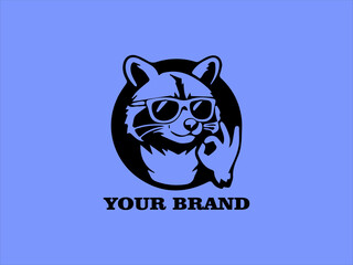 Vector Portrait of a Funny Raccoon, Raccoon Wearing Sunglasses Raccoon Logo Design Cute Raccoon Character