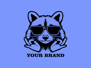 Vector Portrait of a Funny Raccoon, Raccoon Wearing Sunglasses Raccoon Logo Design Cute Raccoon Character