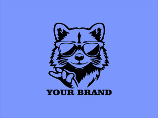 Vector Portrait of a Funny Raccoon, Raccoon Wearing Sunglasses Raccoon Logo Design Cute Raccoon Character