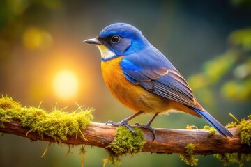 Fototapeta premium Step-by-step guide on how to draw a simple bird perched on a tree branch in a creative style