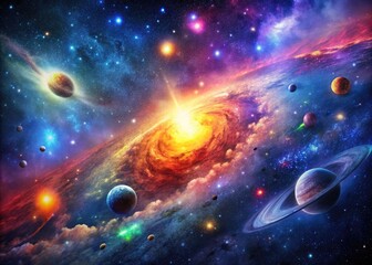 Stunning 4K Space Wallpaper with Vibrant Galaxy Colors and Stars for Phone Backgrounds and Designs