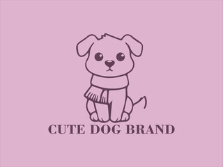 Cute Autumn Dog Vector Logo, Illustration of Dog Playing on Leaves, Winter Dog Character Design