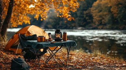 Camping by the River in Autumn