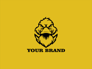 Angry Duck Head Vector Logo for Esports, Angry Duck Illustration in Black and Yellow Colors, Fighting Duck Icon for Esports Team