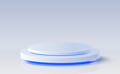 Futuristic White Pedestal with Blue Lighting