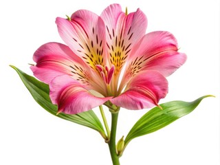 Fototapeta premium Stunning pink alstroemeria flower isolated on white background for floral design and decoration