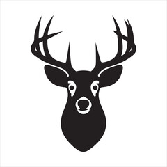 Naklejka premium Deer head Vector silhouette illustration