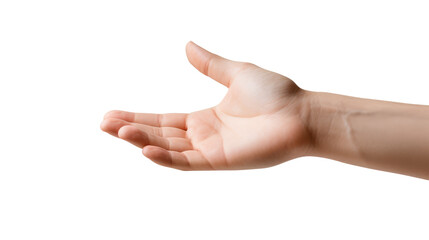Hand holding an invisible object, isolated on transparent white background, clipping path