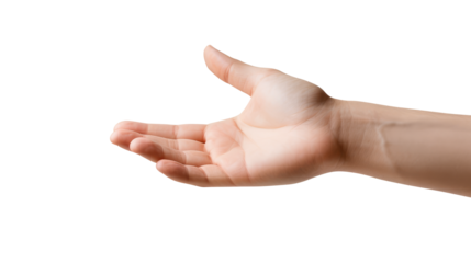 Hand holding an invisible object, isolated on transparent white background, clipping path