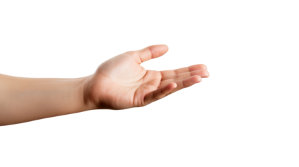 Hand holding an invisible object, isolated on transparent white background, clipping path