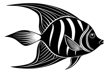 angelfish silhouette vector illustration white background